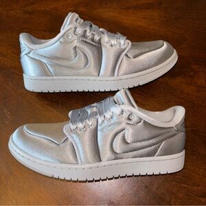 Nike Air Jordan 1 Low Method of Make Satin Grey Sneakers HF3969-002 Womens 9.5